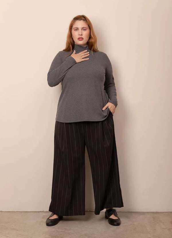 Bold - Blusa Cacharrel Canelada Plus Size Cinza