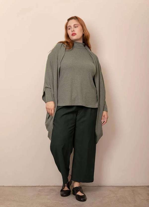 Bold - Blusa Cacharrel Canelada Plus Size Verde