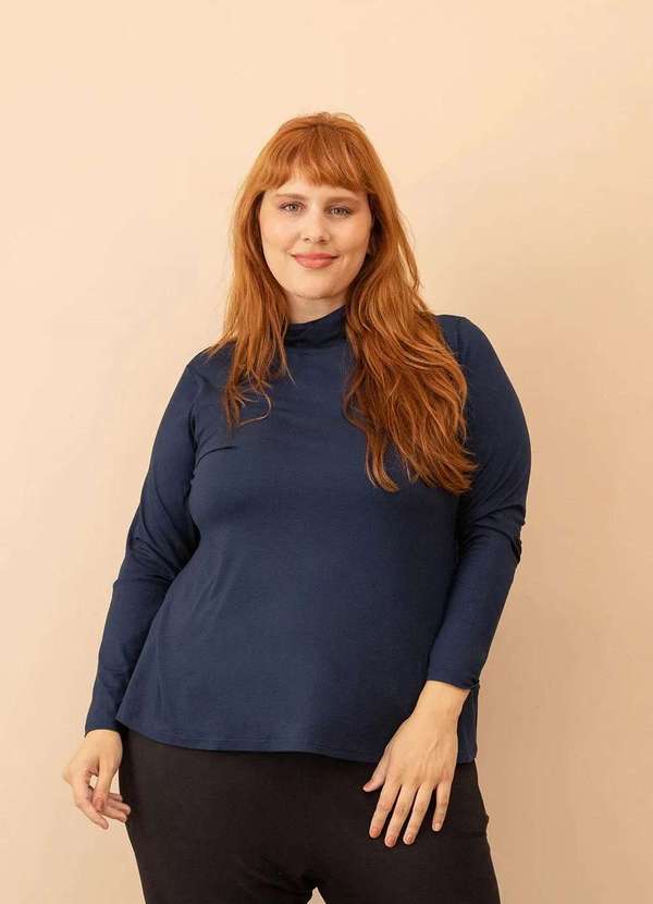 Bold - Blusa Cacharrel Evasê Plus Size Azul