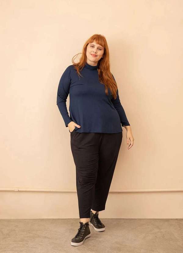 Bold - Blusa Cacharrel Evasê Plus Size Azul 3