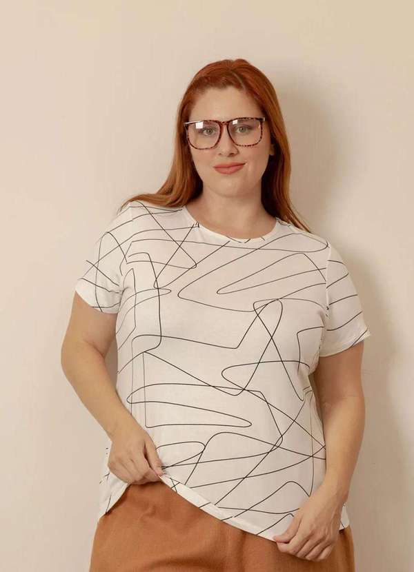 Bold - Blusa Estampada Plus Size Branco