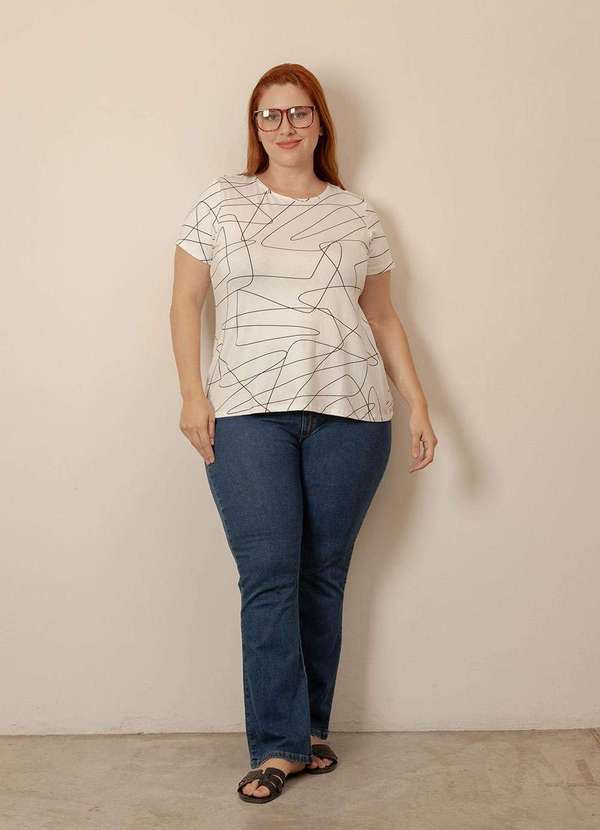 Bold - Blusa Estampada Plus Size Branco 13