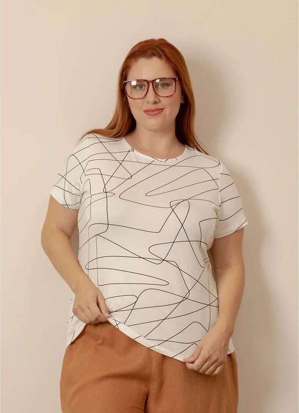 Bold - Blusa Estampada Plus Size Branco 3