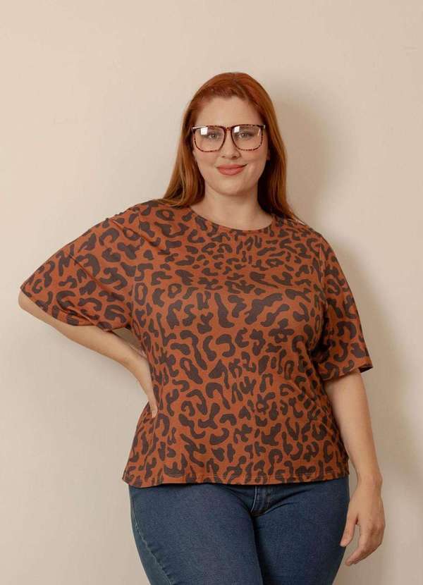 Bold - Blusa Quadrada Decote Redondo Plus Size Marrom 8