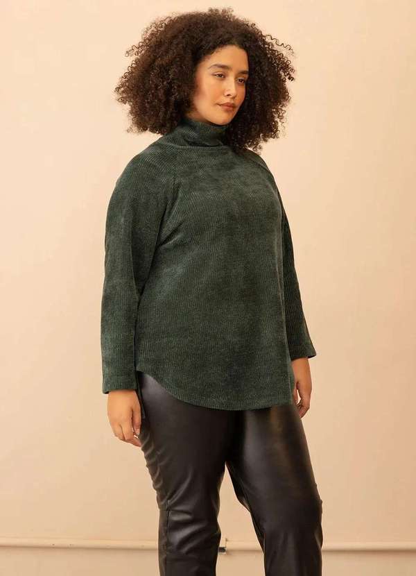 Bold Tricotaria - Blusa Tricô Chenile Plus Size Verde