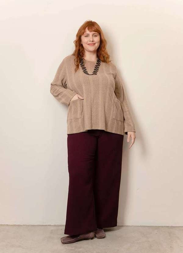 Bold Tricotaria - Blusa Tricô Sfocato Plus Size Bege 3