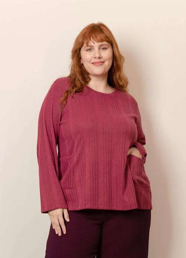 Bold Tricotaria - Blusa Tricô Sfocato Plus Size Roxo