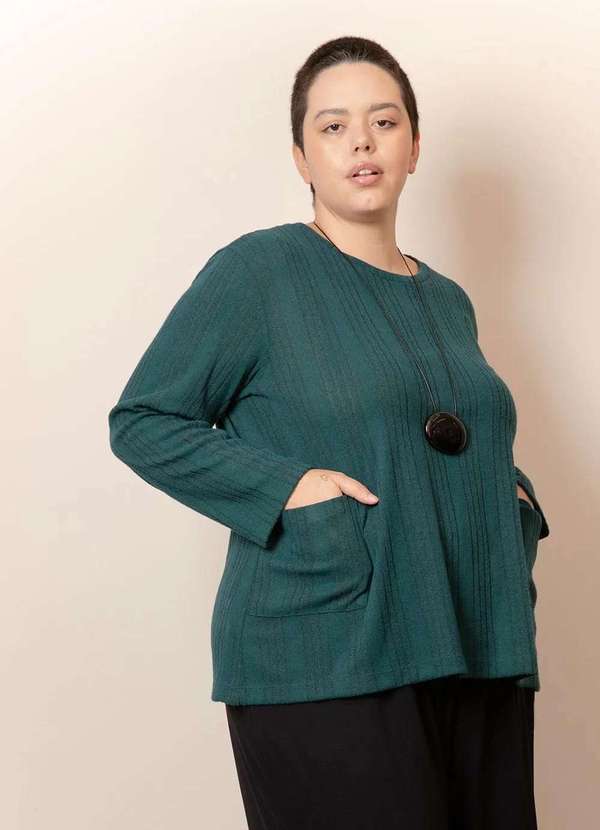 Bold Tricotaria - Blusa Tricô Sfocato Plus Size Verde 2