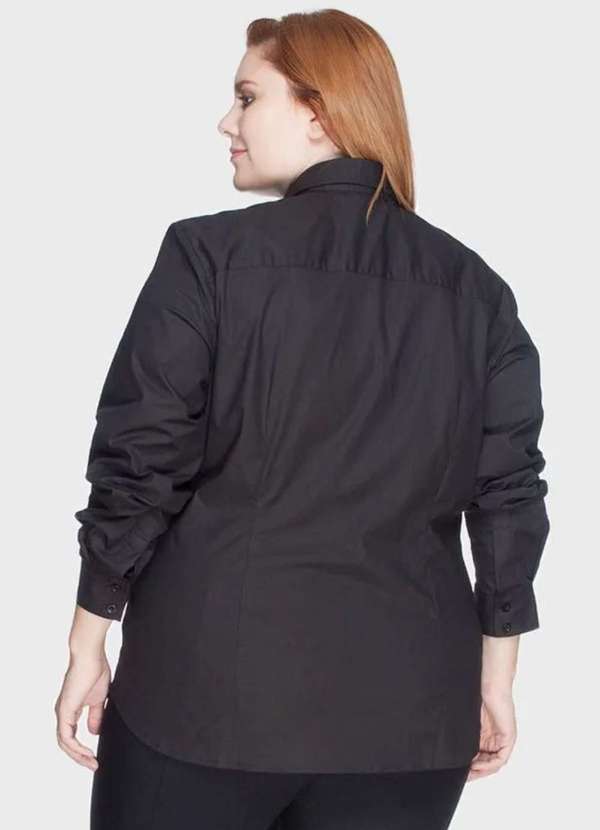 Bold - Camisa Acinturada Algodão com Elastano Plus Size Preto 3