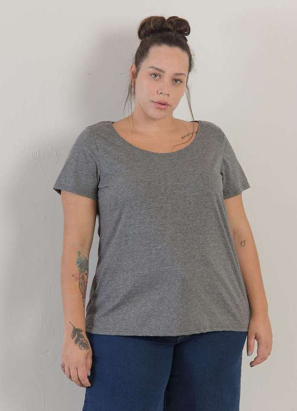 Wee! - Camiseta Básica Algodão Plus Size Cinza