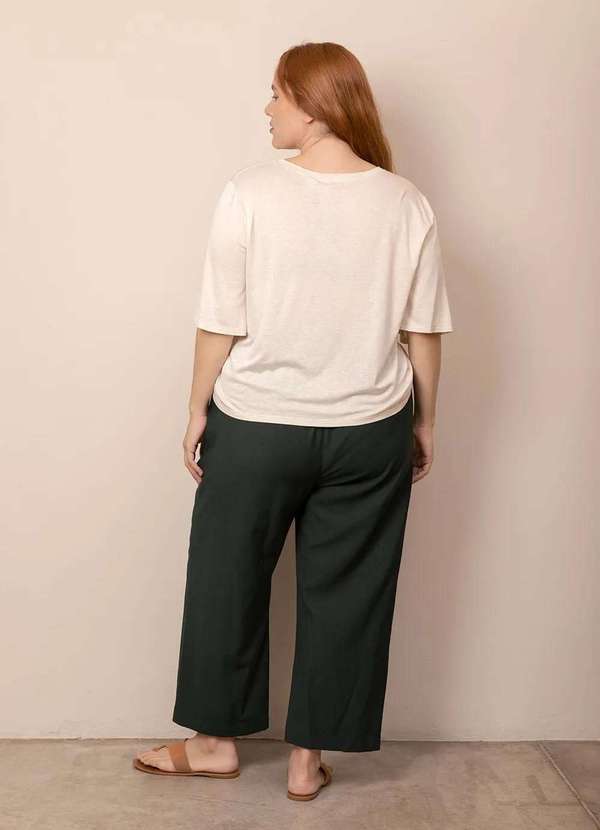 Bold - Camiseta Decote V Tricô Linho Plus Size Branco 4