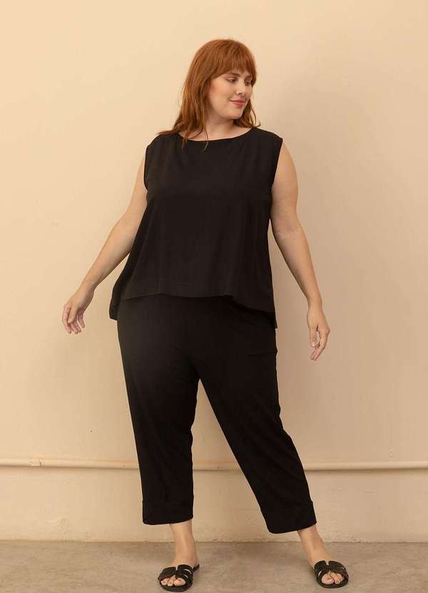 Bold - Regata Viscose Maquinetada com Fenda Plus Size Preto 2