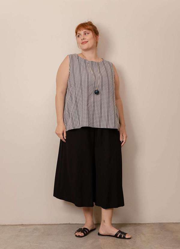 Bold - Regata Vichy Plus Size Preto 6