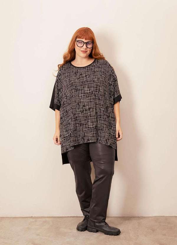 Bold - Sobre Legging Estampada Plus Size Preto 5