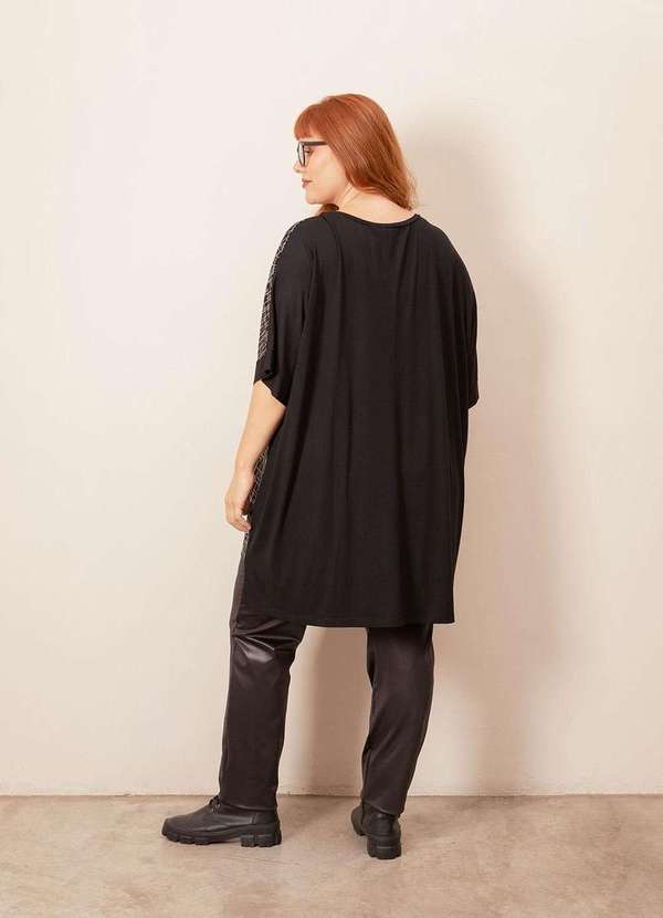 Bold - Sobre Legging Estampada Plus Size Preto 4