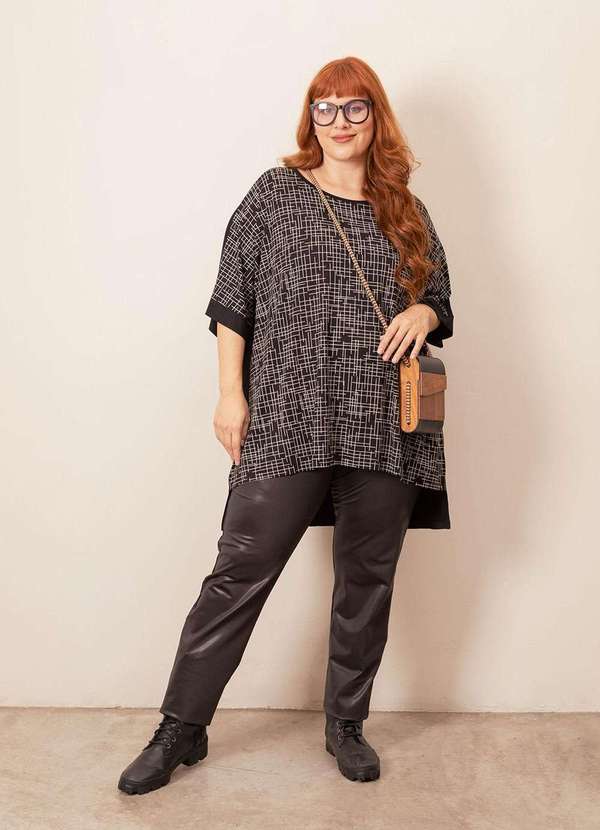 Bold - Sobre Legging Estampada Plus Size Preto 3