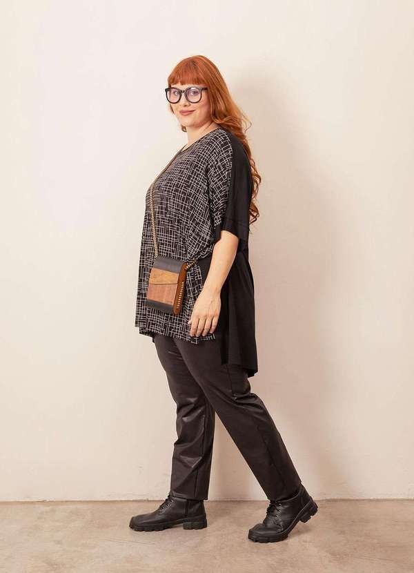 Bold - Sobre Legging Estampada Plus Size Preto 2