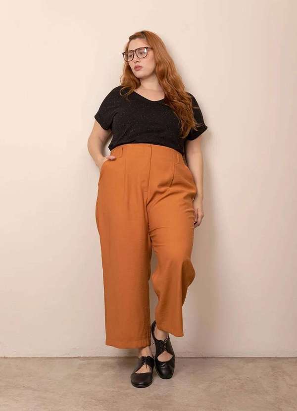 Bold - Calça Alfaiataria Doha Plus Size Laranja