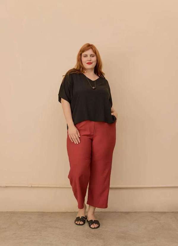Bold - Calça Alfaiataria Doha Plus Size Vermelho