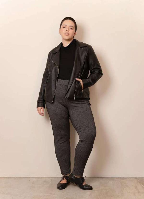 Bold - Calça Jacquard Plus Size Cinza