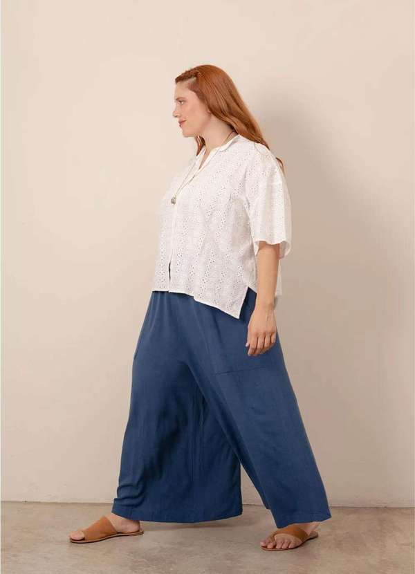 Bold - Calça Johnny Linho Estonado Plus Size Azul 2