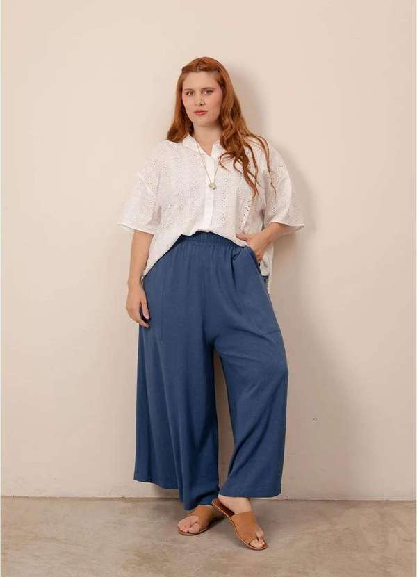 Bold - Calça Johnny Linho Estonado Plus Size Azul 4