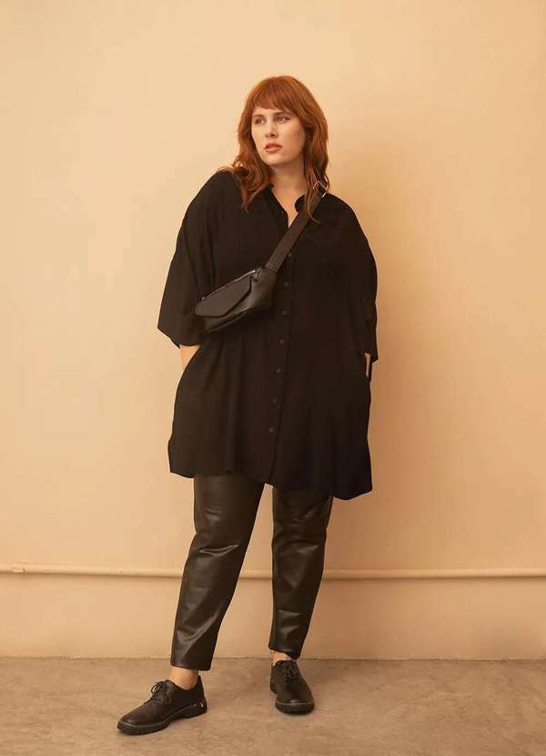 Bold - Calça Malha Resinada Plus Size Preto