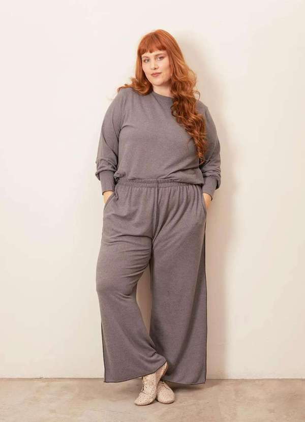 Bold - Calça Overlouco Lãzinha Plus Size Cinza