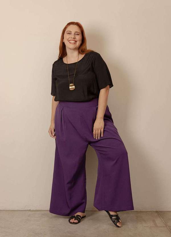 Bold - Calça Pantalona Alfaiataria Plus Size Roxo
