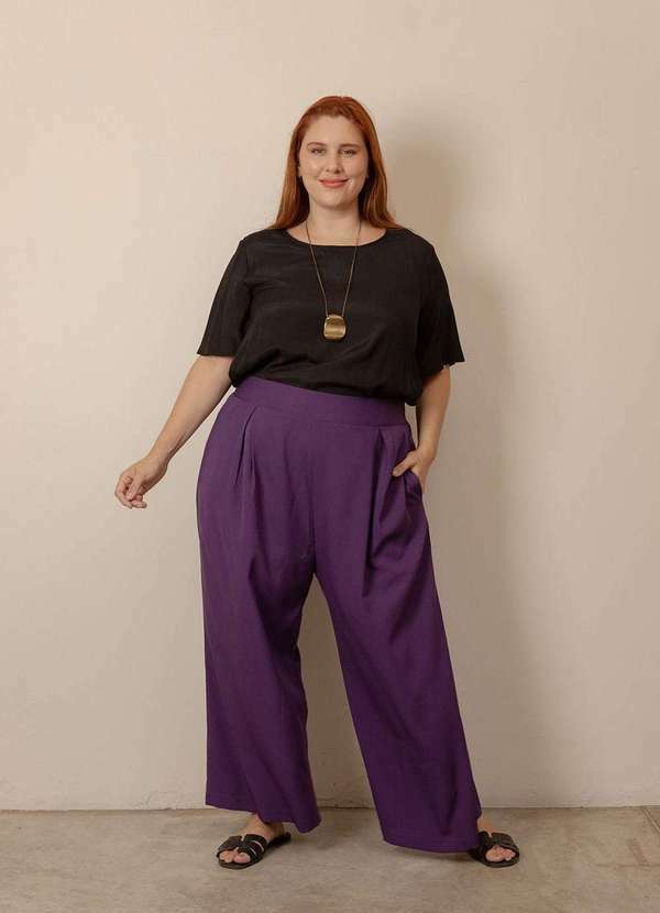 Bold - Calça Pantalona Alfaiataria Plus Size Roxo 6
