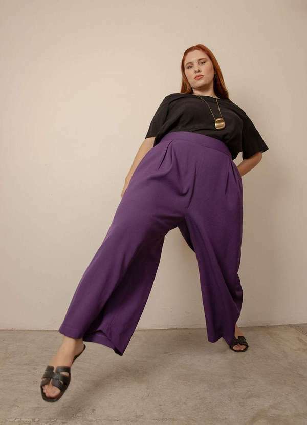 Bold - Calça Pantalona Alfaiataria Plus Size Roxo 5