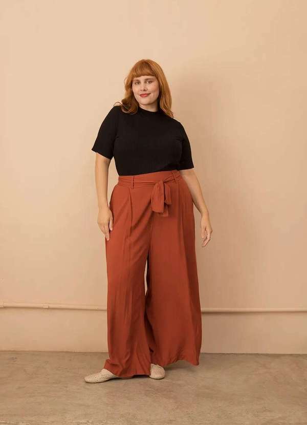 Bold - Calça Pantalona Laís Plus Size Laranja