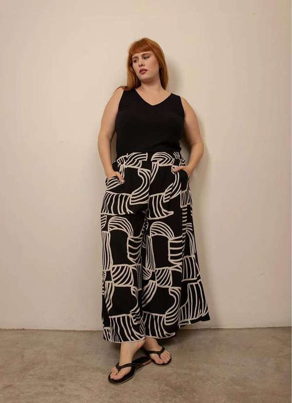 Bold - Calça Pantalona Super Ampla Plus Size Preto