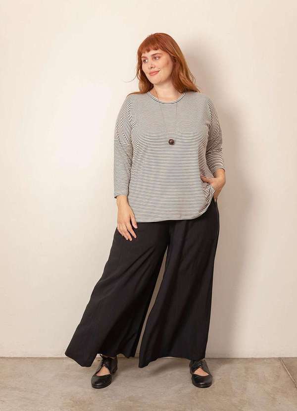 Bold - Calça Pantalona Super Ampla Plus Size Preto
