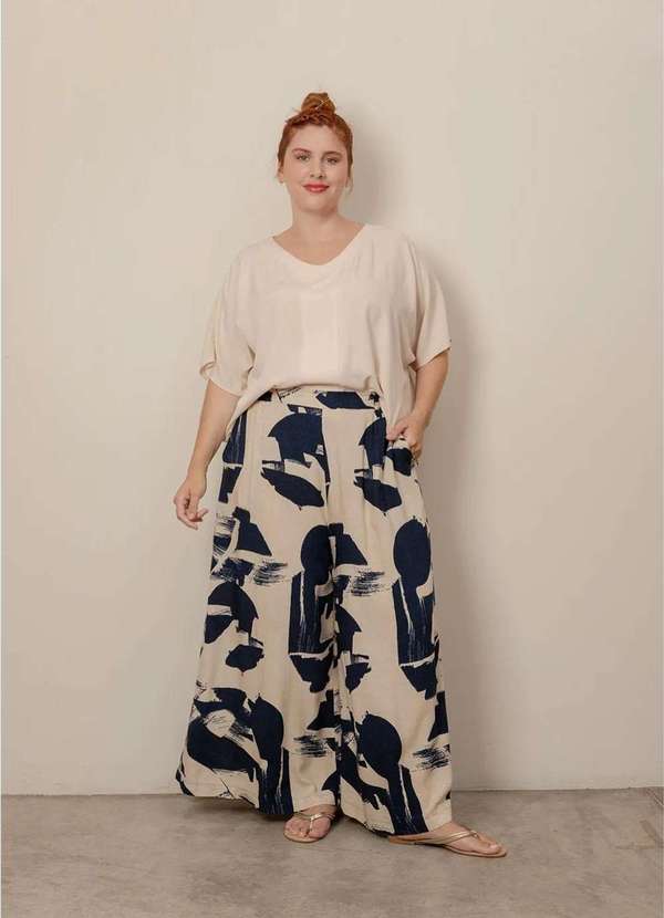 Bold - Calça Pantalona Super Ampla Plus Size Branco