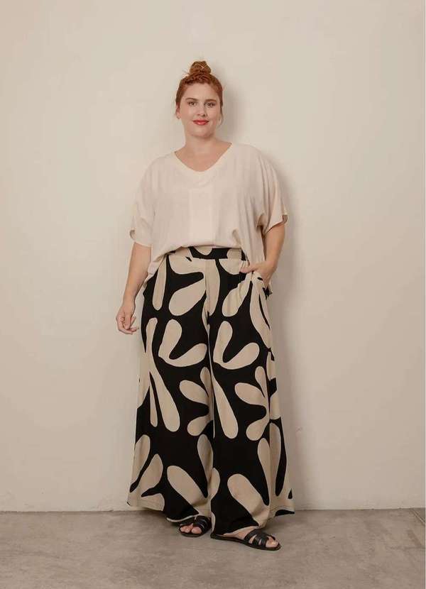 Bold - Calça Pantalona Super Ampla Plus Size Preto