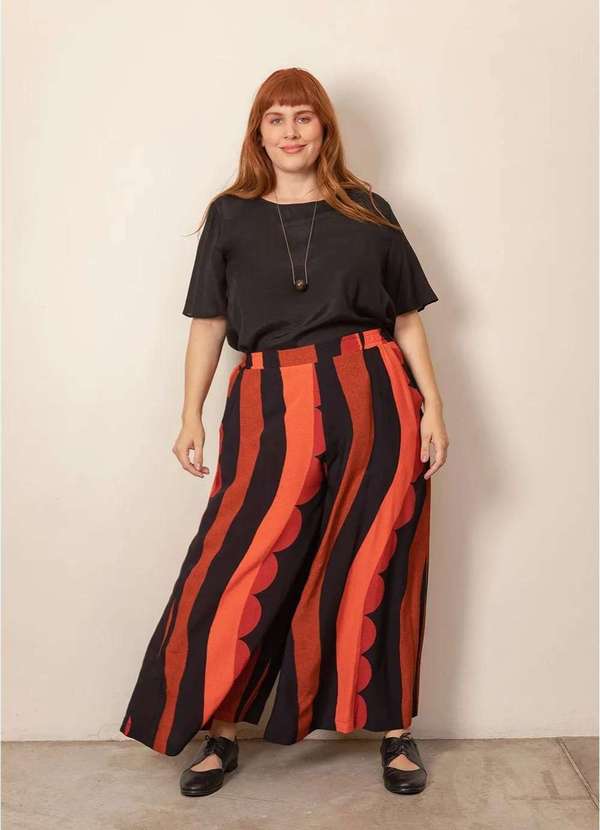 Bold - Calça Pantalona Super Ampla Plus Size Vermelho
