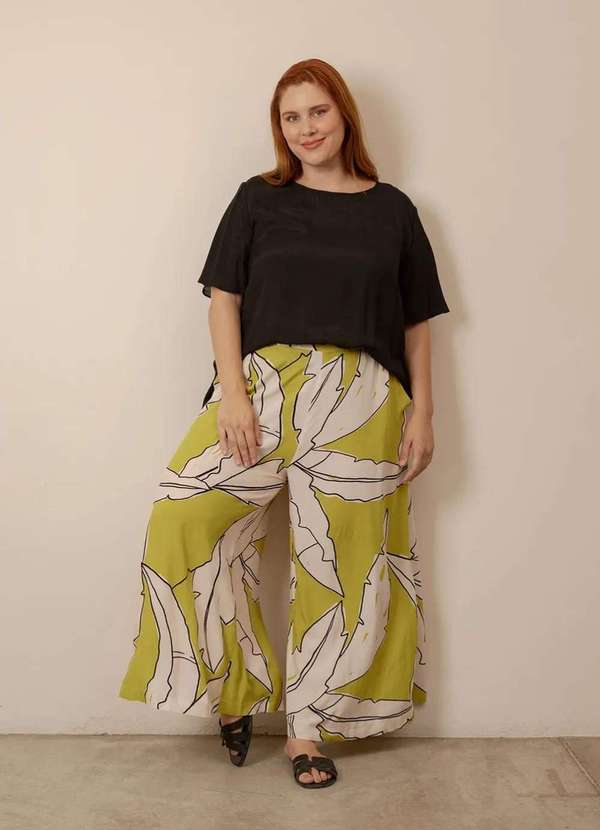 Bold - Calça Pantalona Super Ampla Plus Size Verde