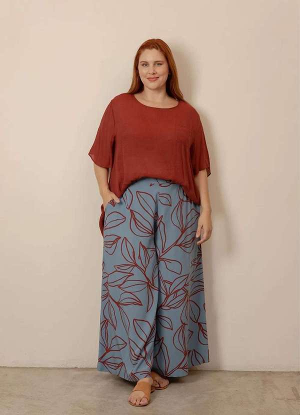 Bold - Calça Pantalona Super Ampla Plus Size Azul