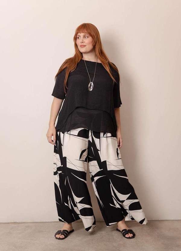 Bold - Calça Pantalona Super Ampla Plus Size Preto 7