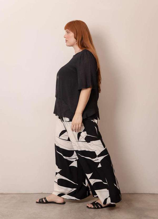 Bold - Calça Pantalona Super Ampla Plus Size Preto 3