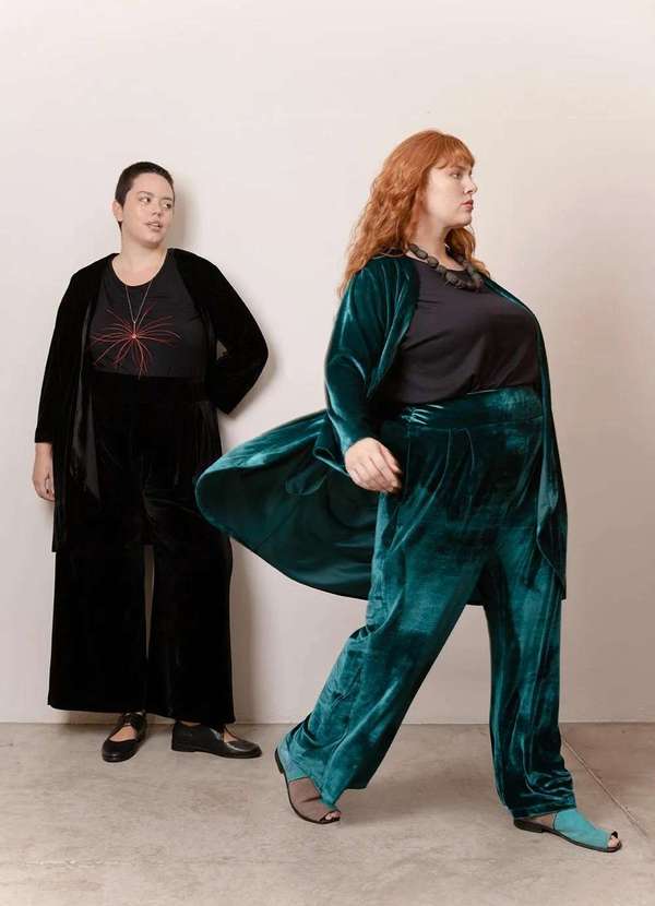 Bold - Calça Pantalona Veludo Plus Size Verde 2