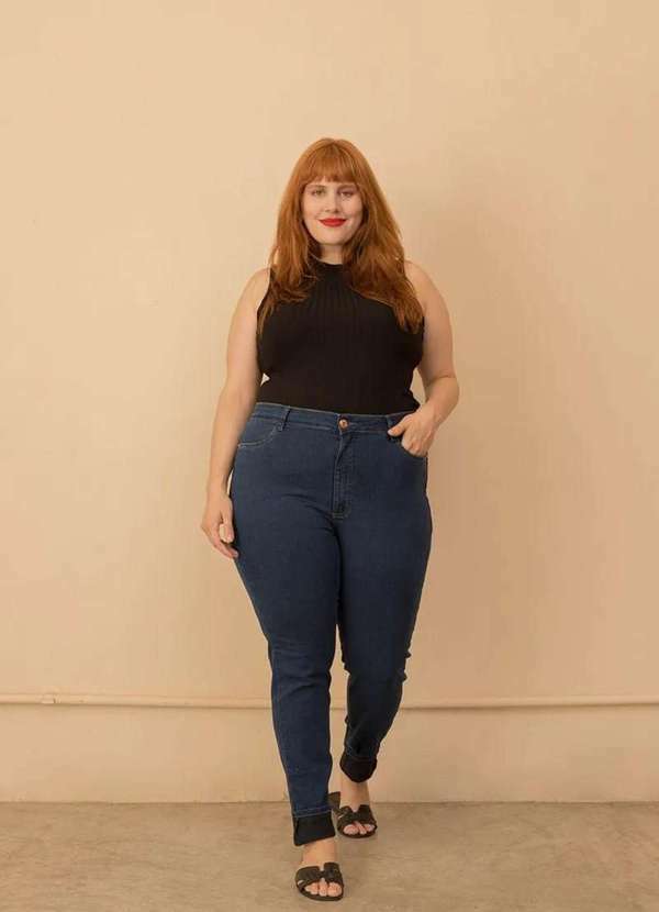 Bold - Calça Skinny Plus Size Azul