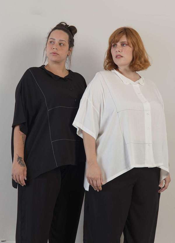 Bold - Camisa Débora com Pespontos Plus Size Preto 4
