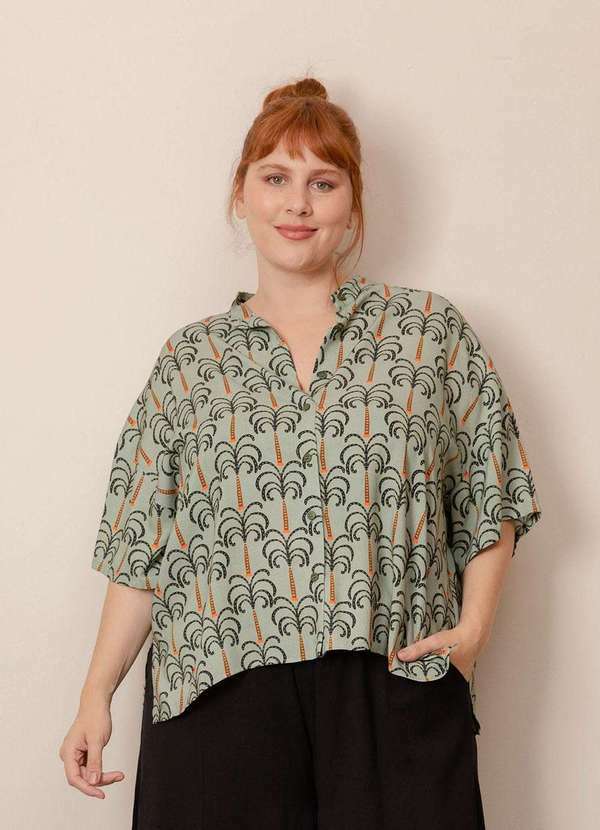 Bold Camisaria - Camisa Quadrada Estampada Plus Size Verde 5