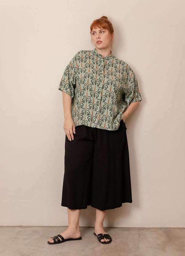 Bold Camisaria - Camisa Quadrada Estampada Plus Size Verde 4