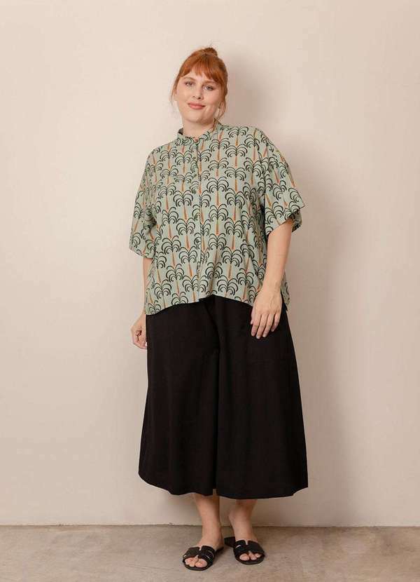 Bold Camisaria - Camisa Quadrada Estampada Plus Size Verde 3