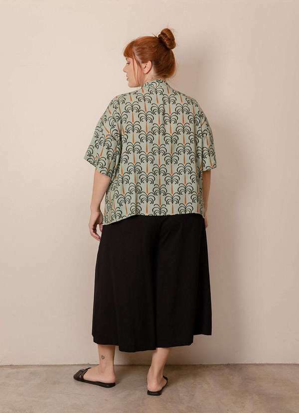 Bold Camisaria - Camisa Quadrada Estampada Plus Size Verde 2