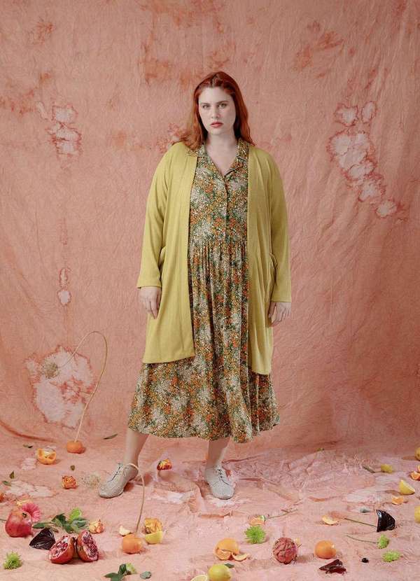 Bold Tricotaria - Cardigan Longo Tricô Canelado Plus Size Amarelo