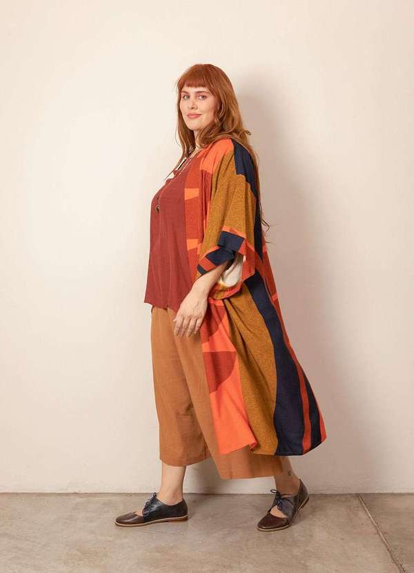 Bold - Kimono Longo Yumi Plus Size Laranja